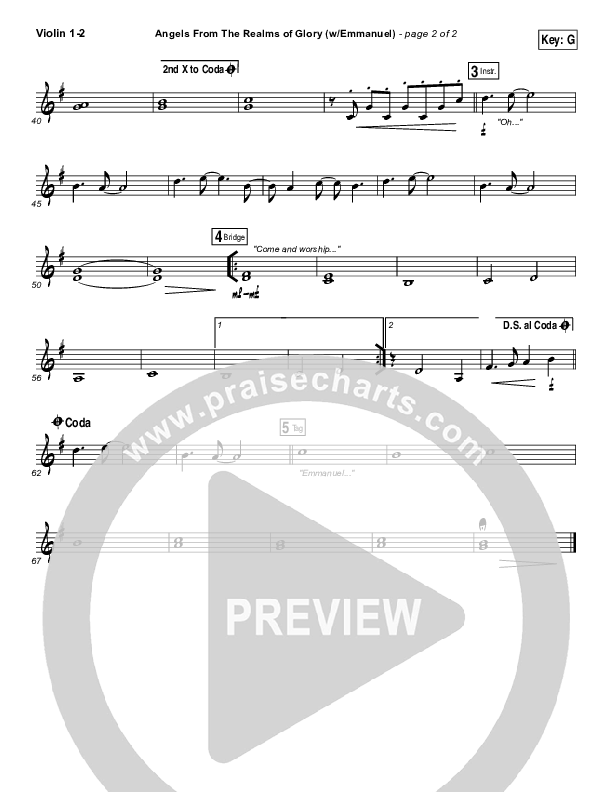 Angels From The Realms Of Glory (Emmanuel) Violin 1/2 (Paul Baloche)