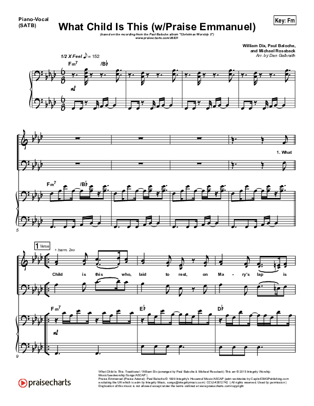 What Child Is This (Praise Emmanuel) Piano/Vocal (SATB) (Paul Baloche)