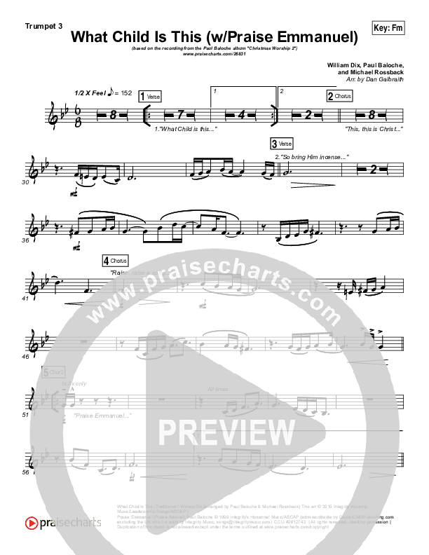 What Child Is This (Praise Emmanuel) Trumpet 3 (Paul Baloche)