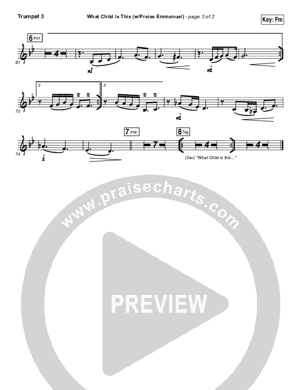 What Child Is This (Praise Emmanuel) Trumpet 3 (Paul Baloche)