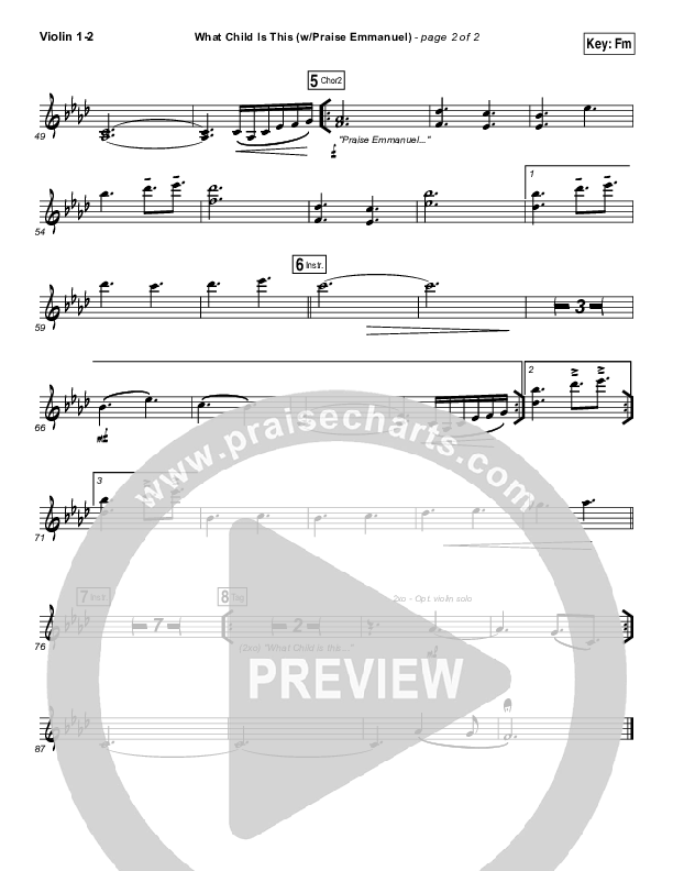 What Child Is This (Praise Emmanuel) Violin 1,2 (Paul Baloche)