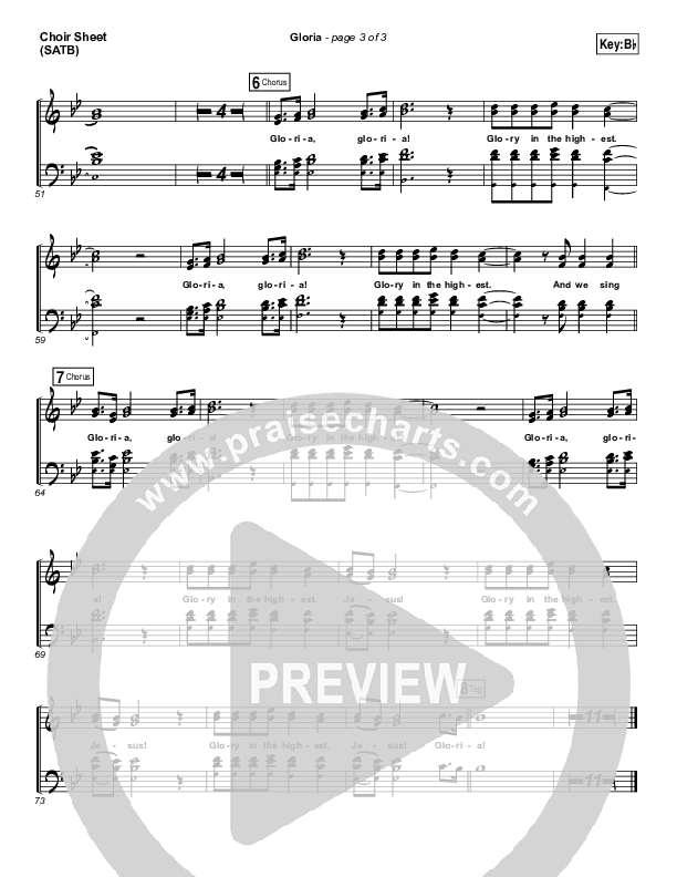 Gloria Choir Sheet (SATB) (Paul Baloche / Phil Wickham)