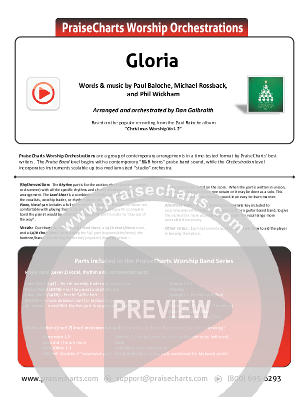 Gloria Cover Sheet (Paul Baloche / Phil Wickham)