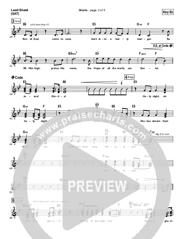 Gloria Lead Sheet (SAT) (Paul Baloche / Phil Wickham)
