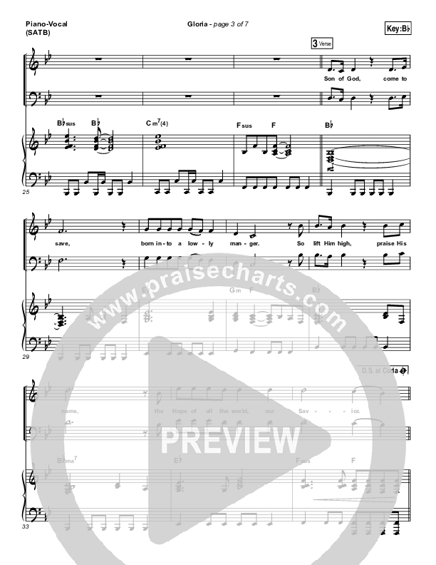 Gloria Piano/Vocal & Lead (Paul Baloche / Phil Wickham)