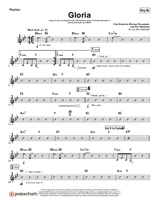 Gloria Rhythm Chart (Paul Baloche / Phil Wickham)