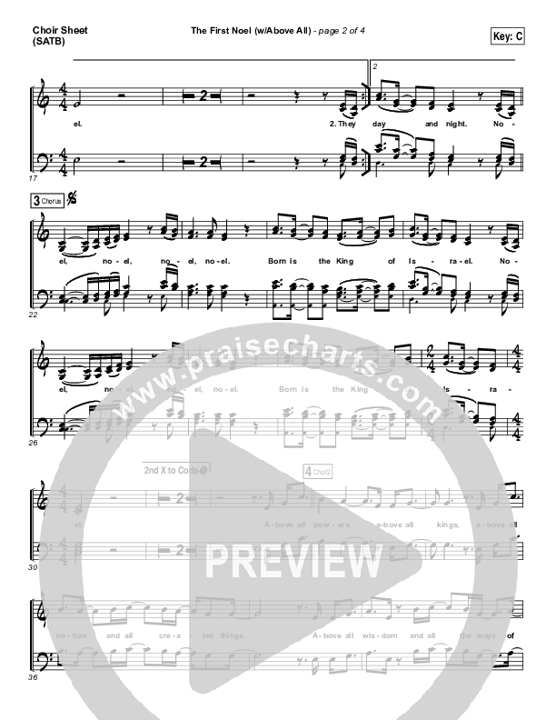 The First Noel (Above All) Vocal Sheet (SATB) (Paul Baloche)