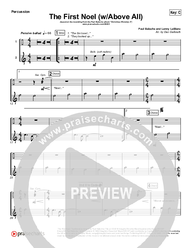 The First Noel (Above All) Percussion (Paul Baloche)