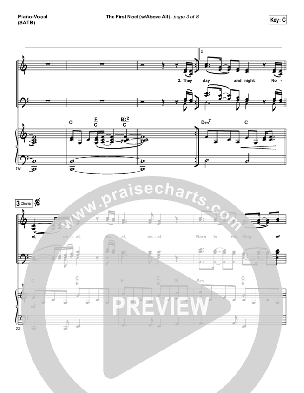 The First Noel (Above All) Piano/Vocal (SATB) (Paul Baloche)