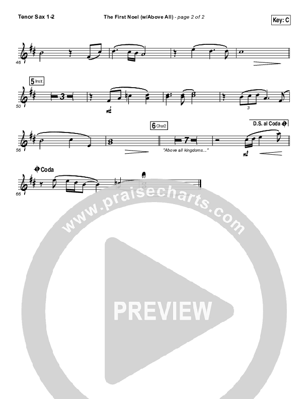 The First Noel (Above All) Tenor Sax 1/2 (Paul Baloche)