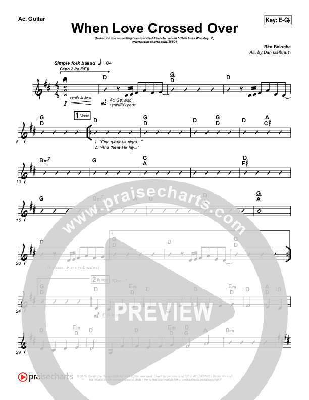 When Love Crossed Over Rhythm Chart (Paul Baloche)