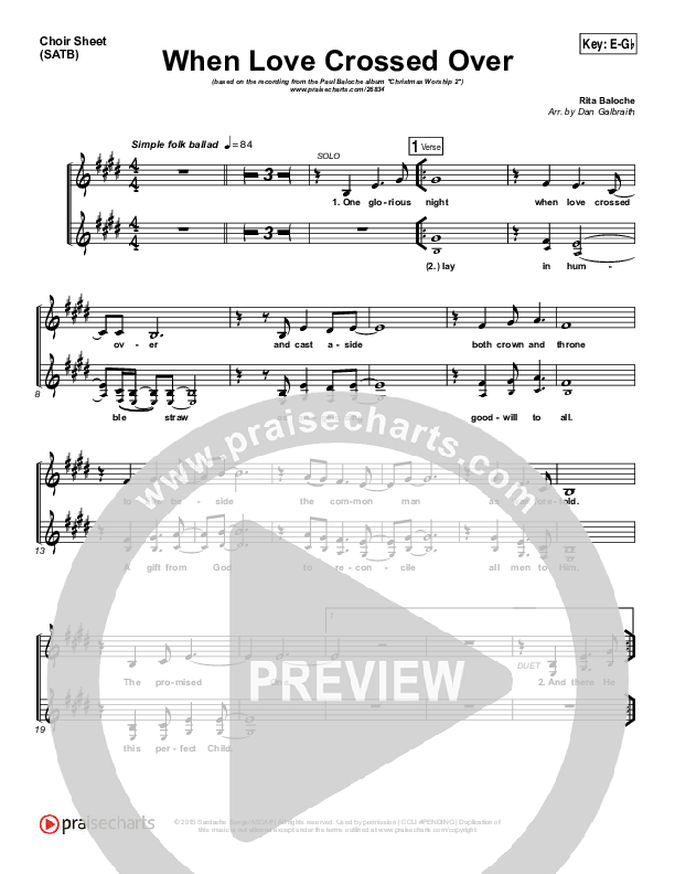 When Love Crossed Over Choir Vocals (SATB) (Paul Baloche)