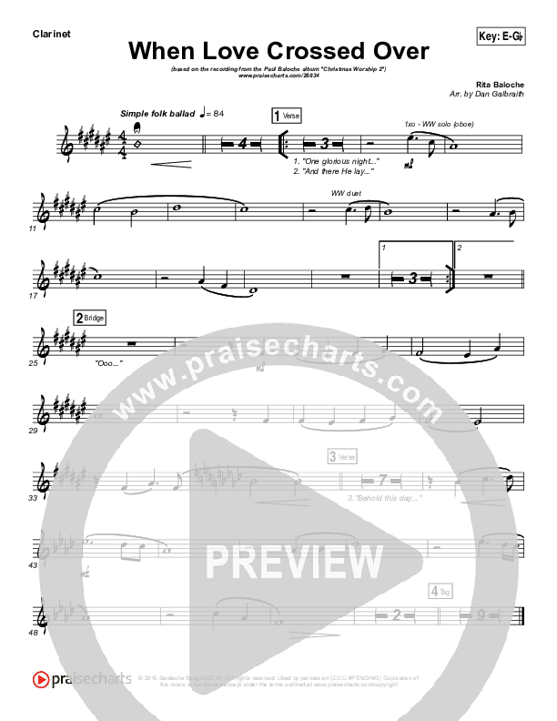 When Love Crossed Over Clarinet (Paul Baloche)