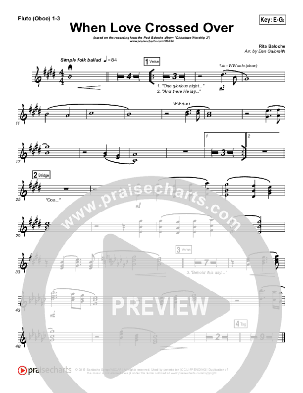 When Love Crossed Over Flute/Oboe 1/2/3 (Paul Baloche)