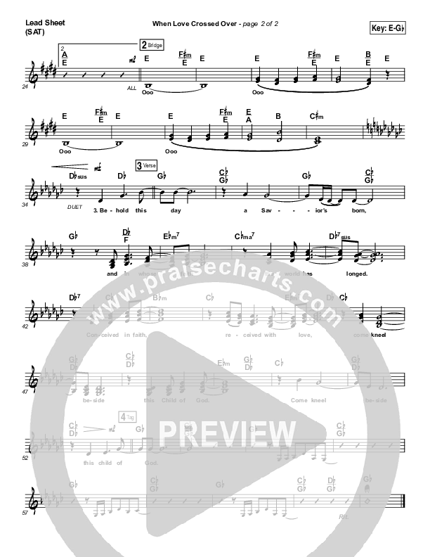 When Love Crossed Over Lead Sheet (SAT) (Paul Baloche)
