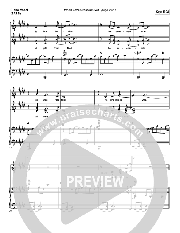 When Love Crossed Over Piano/Vocal (SATB) (Paul Baloche)