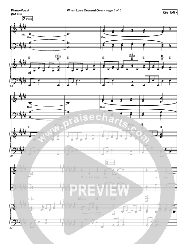 When Love Crossed Over Piano/Vocal (SATB) (Paul Baloche)