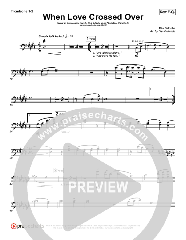 When Love Crossed Over Trombone 1/2 (Paul Baloche)