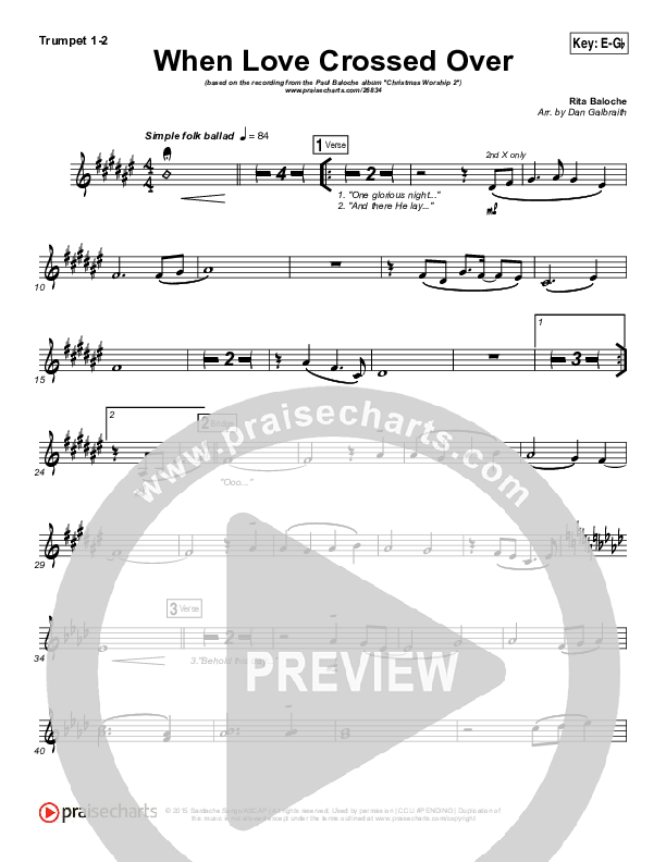 When Love Crossed Over Brass Pack (Paul Baloche)