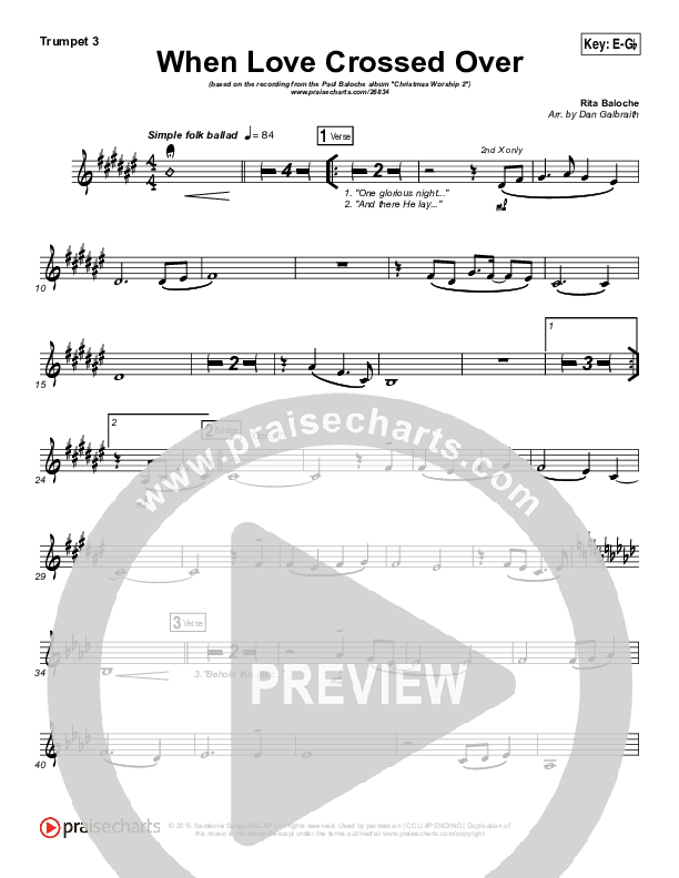 When Love Crossed Over Trumpet 3 (Paul Baloche)