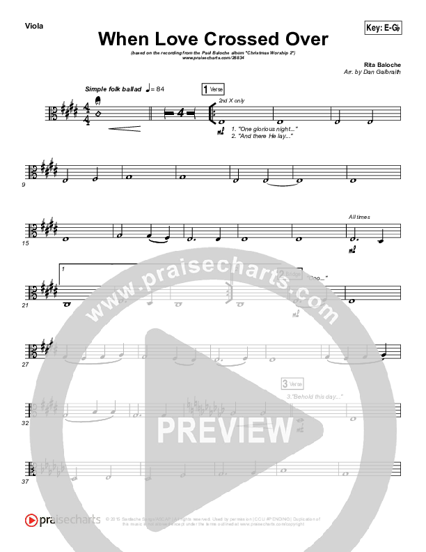 When Love Crossed Over Viola (Paul Baloche)