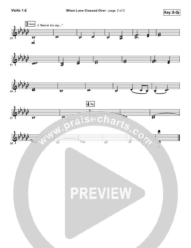 When Love Crossed Over Violin 1/2 (Paul Baloche)