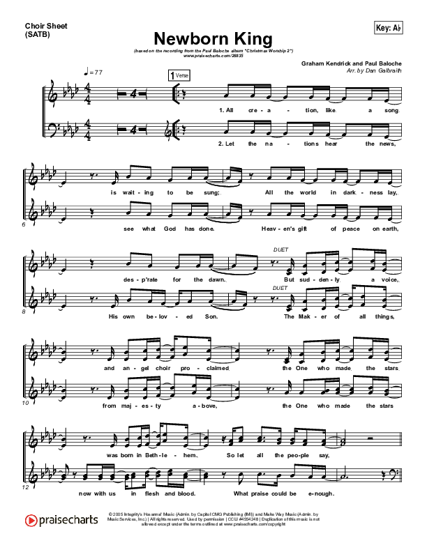 Creation's King Choir Vocals (SATB) (Paul Baloche)