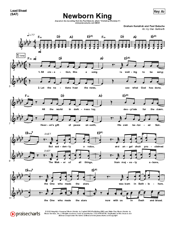 Creation's King Lead Sheet (SAT) (Paul Baloche)