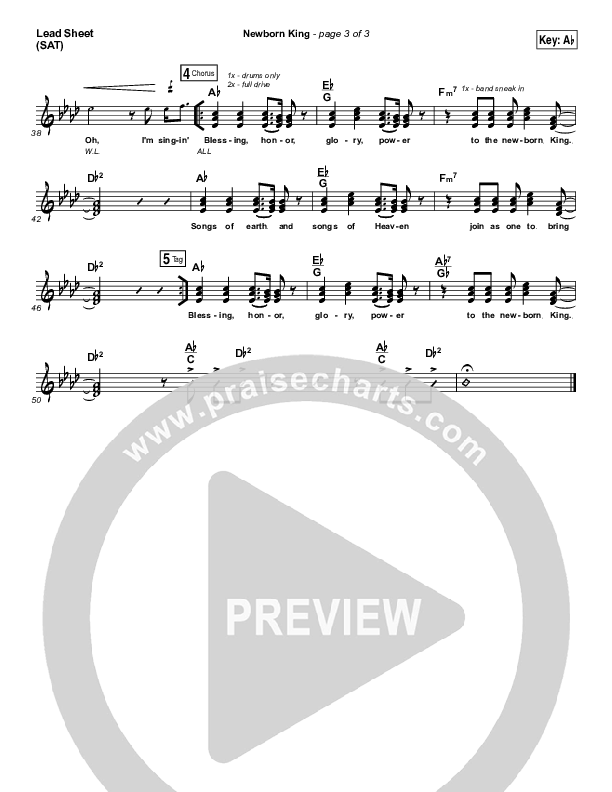 Creation's King Lead Sheet (SAT) (Paul Baloche)