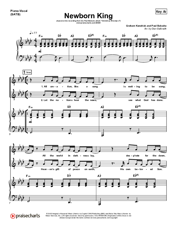 Creation's King Piano/Vocal (SATB) (Paul Baloche)