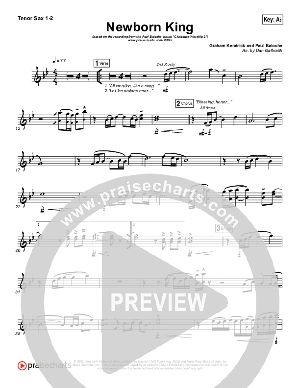 Creation's King Tenor Sax 1/2 (Paul Baloche)