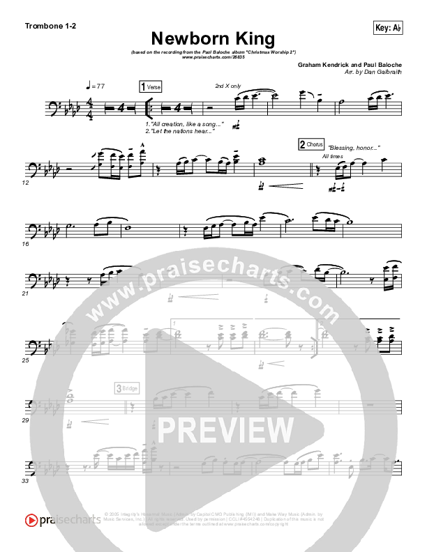 Creation's King Trombone 1/2 (Paul Baloche)