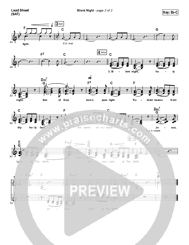 Silent Night Lead Sheet (SAT) (Paul Baloche)