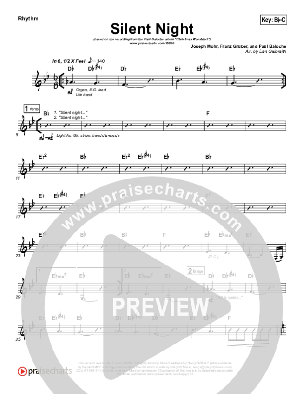 Silent Night Rhythm Chart (Paul Baloche)
