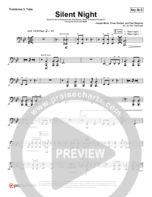 Silent Night Trombone 3/Tuba (Paul Baloche)