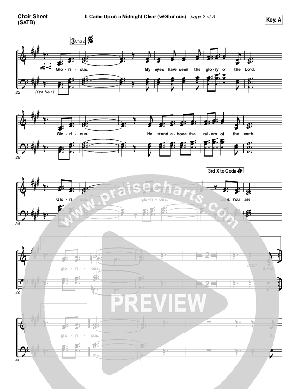 It Came Upon A Midnight Clear (Glorious) Choir Vocals (SATB) (Paul Baloche)