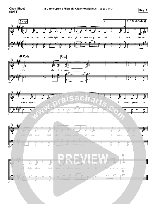 It Came Upon A Midnight Clear (Glorious) Choir Vocals (SATB) (Paul Baloche)