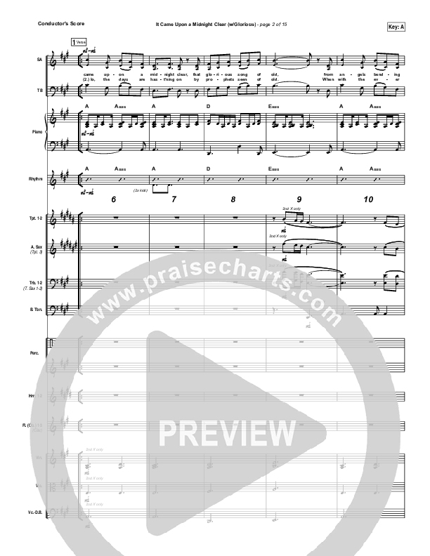 It Came Upon A Midnight Clear (Glorious) Conductor's Score (Paul Baloche)