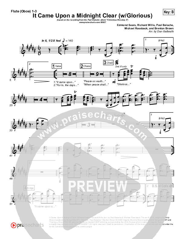 It Came Upon A Midnight Clear (Glorious) Flute (Paul Baloche)