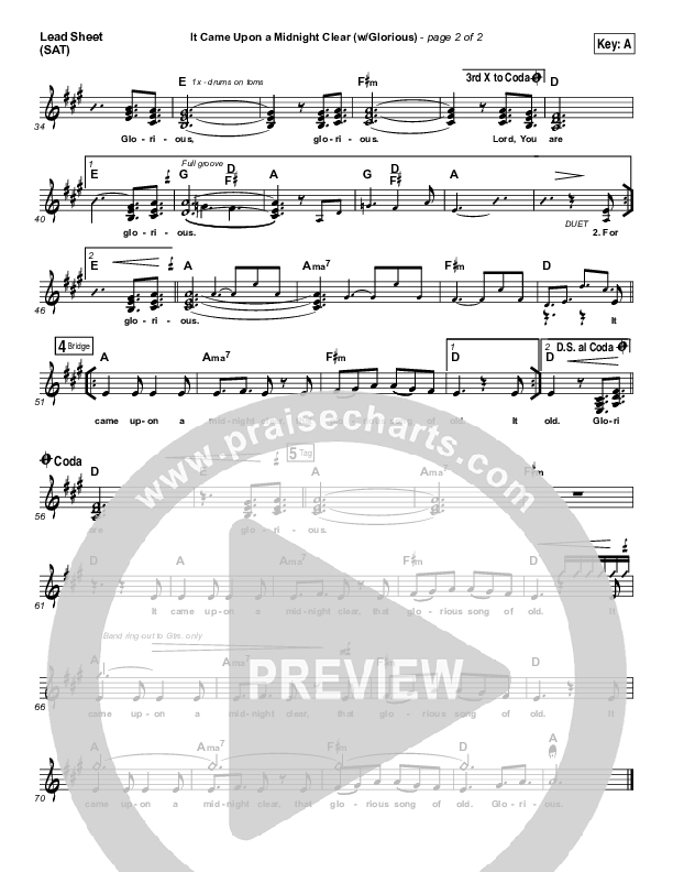 It Came Upon A Midnight Clear (Glorious) Lead Sheet (SAT) (Paul Baloche)