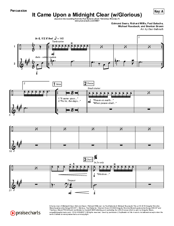 It Came Upon A Midnight Clear (Glorious) Percussion (Paul Baloche)
