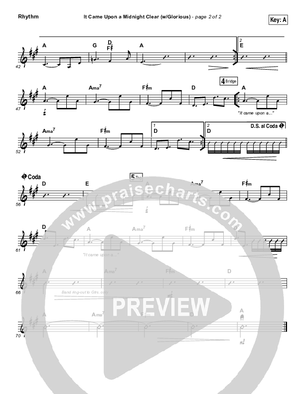 It Came Upon A Midnight Clear (Glorious) Rhythm Chart (Paul Baloche)