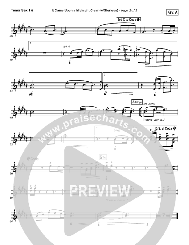 It Came Upon A Midnight Clear (Glorious) Tenor Sax 1/2 (Paul Baloche)