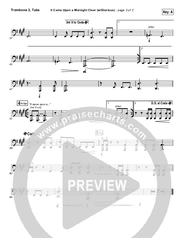 It Came Upon A Midnight Clear (Glorious) Trombone 3/Tuba (Paul Baloche)