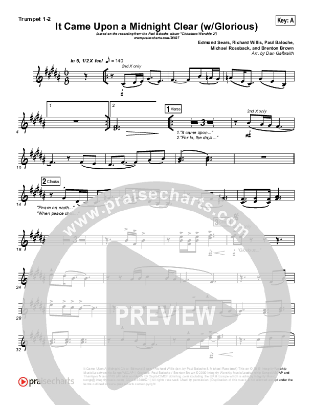 It Came Upon A Midnight Clear (Glorious) Brass Pack (Paul Baloche)