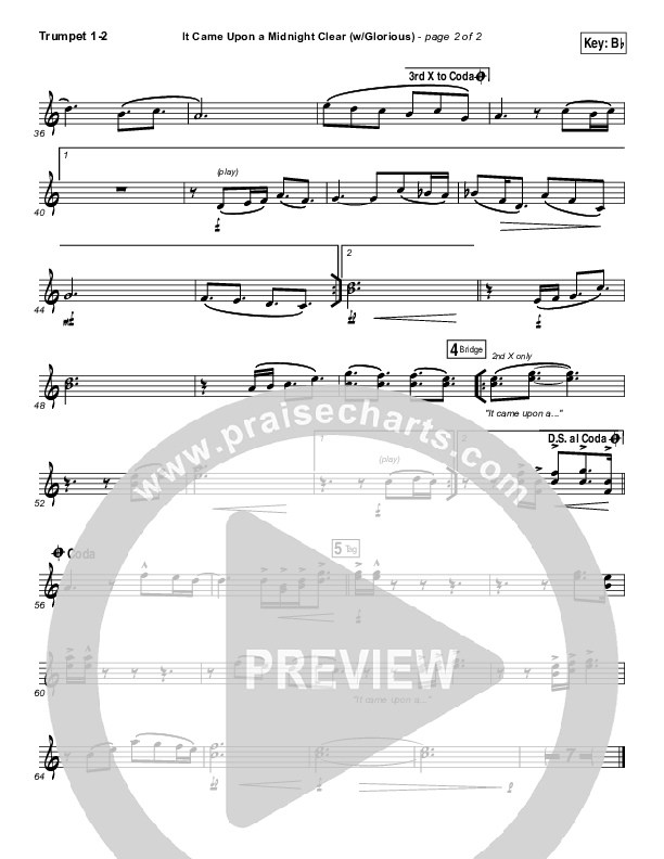 It Came Upon A Midnight Clear (Glorious) Trumpet 1,2 (Paul Baloche)