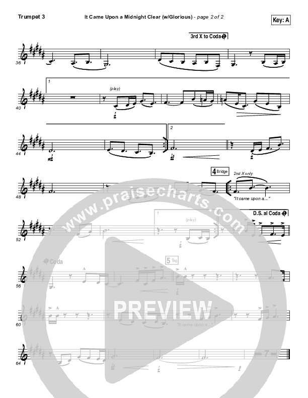 It Came Upon A Midnight Clear (Glorious) Trumpet 3 (Paul Baloche)