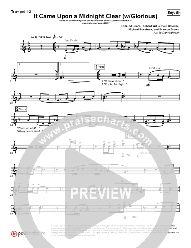 It Came Upon A Midnight Clear (Glorious) Trumpet (Paul Baloche)