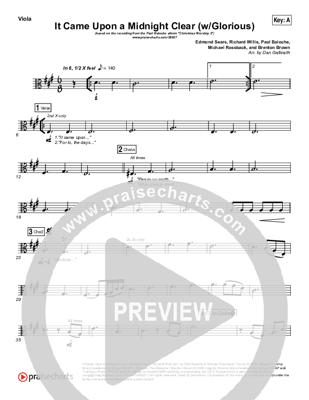 It Came Upon A Midnight Clear (Glorious) Viola (Paul Baloche)