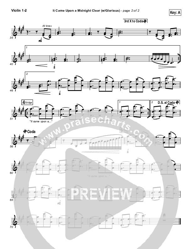 It Came Upon A Midnight Clear (Glorious) Violin 1/2 (Paul Baloche)